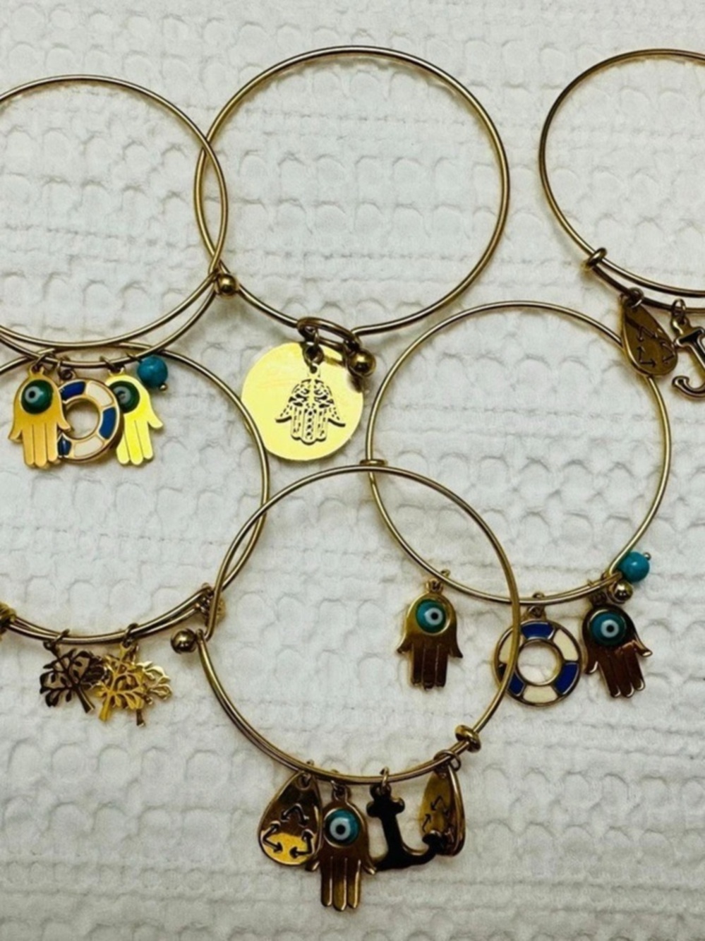 Gold-Tone Charm Bangle Bracelet Set Like New